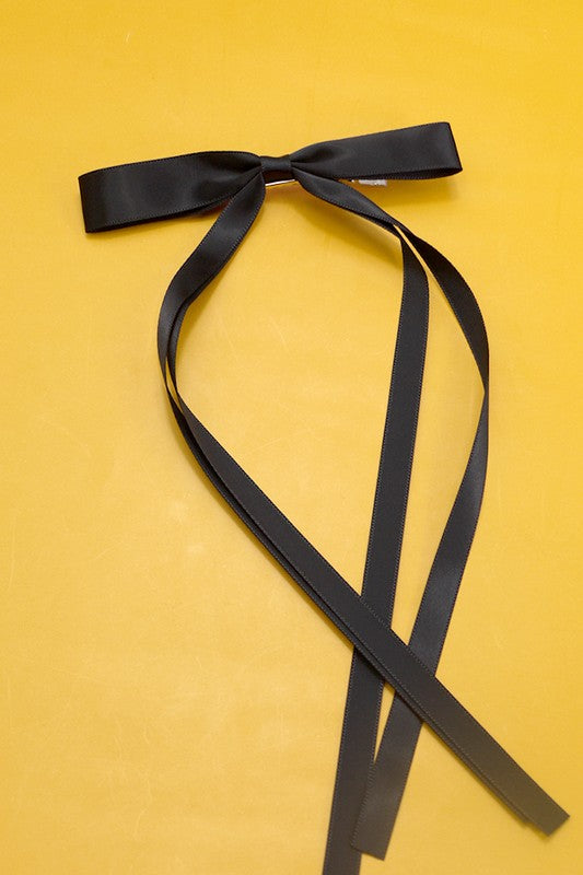 Long Satin Bow Hair Clip