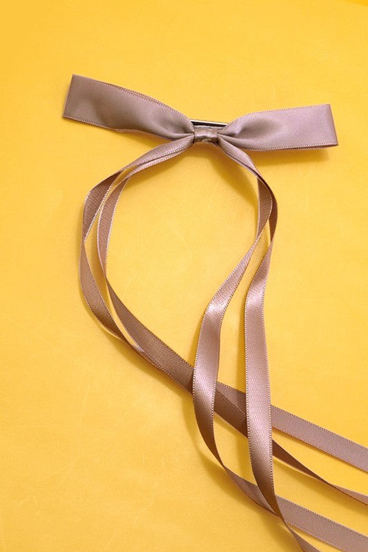 Long Satin Bow Hair Clip