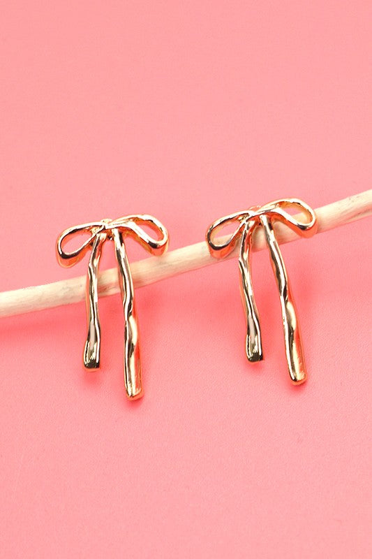 Authentic Bow Stud Earrings (Gold)