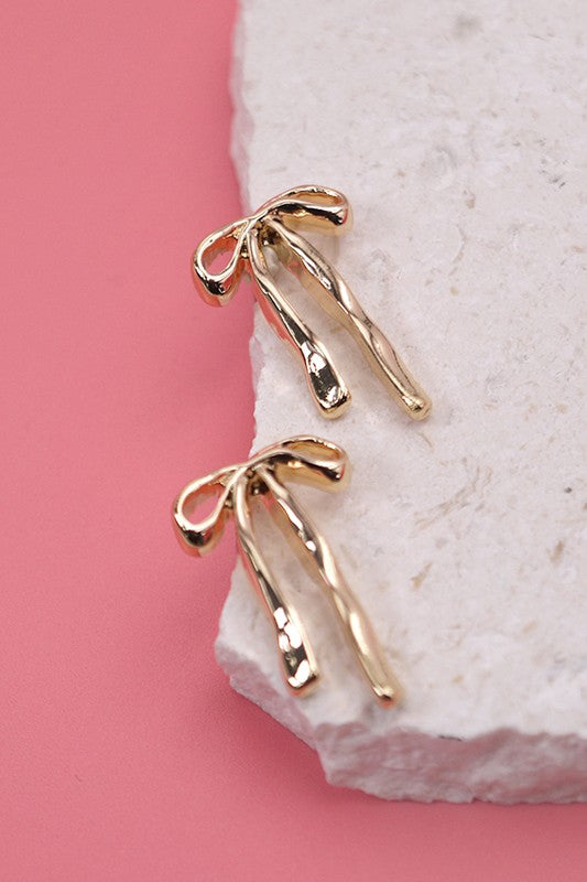 Authentic Bow Stud Earrings (Gold)