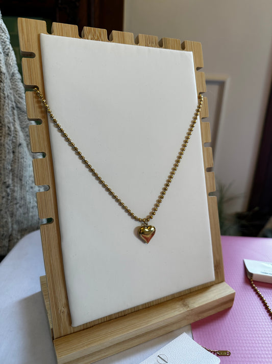 Puffy Heart Necklace (Gold)