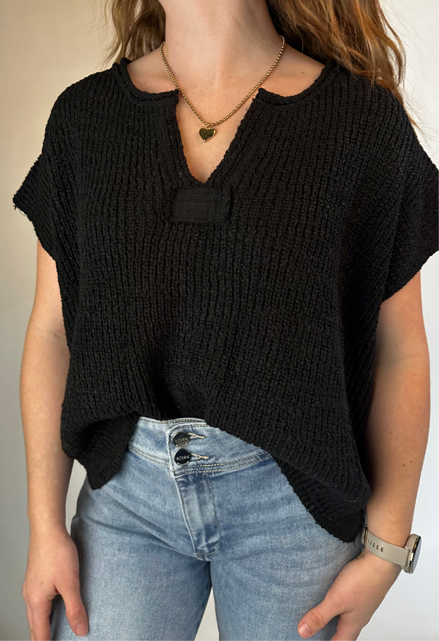 Knit to Perfection Popcorn Top (Black)